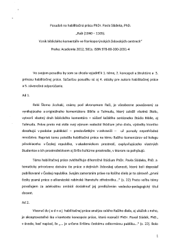 Posudok na habilitačn&uacute; pr&aacute;cu PhDr. Pavla Sl&aacute;deka, PhD. ,,Ra&scaron;i