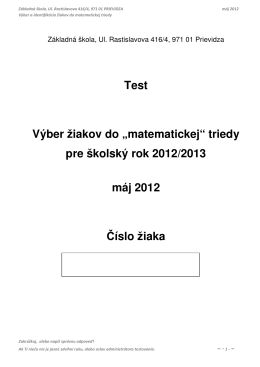 Test Výber žiakov do „matematickej“ triedy pre školský rok 2012