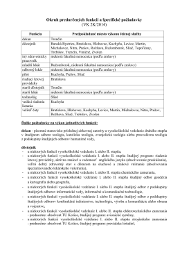 Okruh predurčených funkcií a špecifické požiadavky (VK 2K/2014)