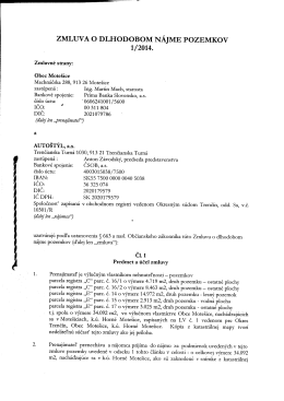 k ZMLUVA O DLHODOBOM NÁJME POZEMKOV 1/2014.