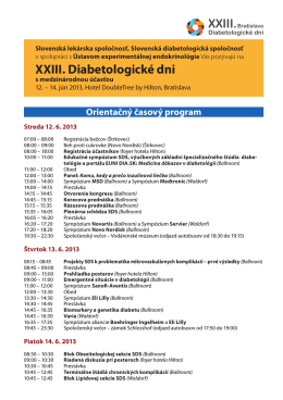 XXIII. Diabetologické dni - Slovenská diabetologická spoločnosť