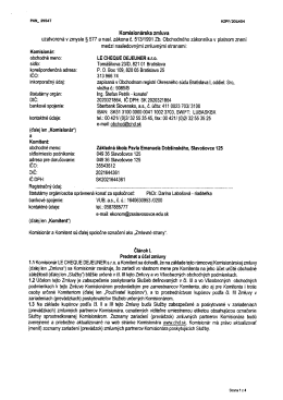 Komisionárska zmluva uzatvorená v zmysle § 577 a nasl. zákona č