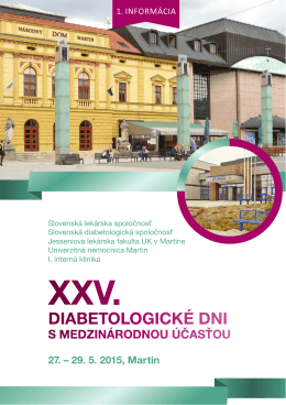 XXV. Diabetologické Dni - Slovenská diabetologická spoločnosť