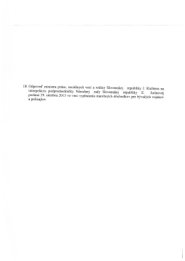 18. Odpoveď ministra pr&aacute;ce, soci&aacute;lnych vec&iacute; a rodiny Slovenskej