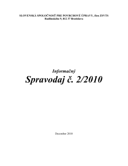 Spravodaj č. 2/2010 - Slovenská spoločnosť pre povrchové úpravy