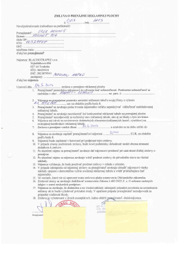 ZMLUVA O PREN&Aacute;JME REKLAMNEJ PLOCHY . .ľ /. č. ........... ../rok