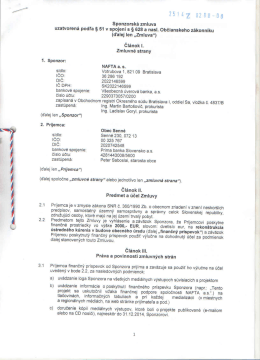 Sponzorsk&aacute; zmluva NAFTA a.s.