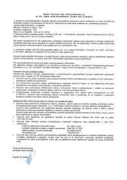 Spr&aacute;va Dozornej rady Union poisťovňa, a.s. na XXI. riadne valn&eacute;