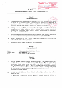 Stanovy občianskeho združenia MAS Sabinovsko o.z.