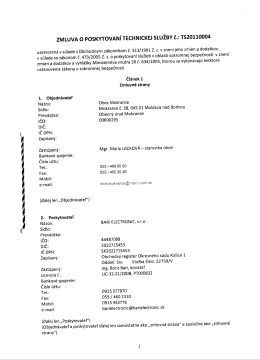 Zmluva o poskytovaní technickej služby č.