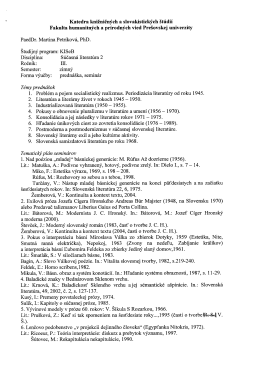 Katedra knižničných a slovakistických štúdií Fakulta humanitných a