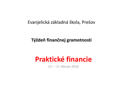 Týždeň finančnej gramotnosti - Evanjelická spojená škola, Prešov