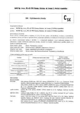 KW Sk. z 0.0., lil-43493 Cierna, orieiria ui. tesne 2, poľská