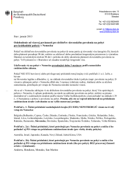 Vízová povinnosť pre držiteľov slovenského povolenia na pobyt [pdf
