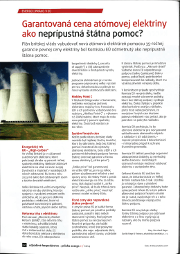 Garantovan&aacute; cena at&oacute;movej elektriny ako nepr&iacute;pustn&aacute; &scaron;t&aacute;tna pomoc?