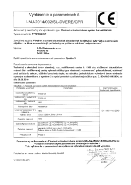 Vyhlásenie o parametroch č.