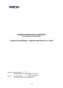 Cenník dodávateľa elektriny pre domácnosti a malé podniky platný