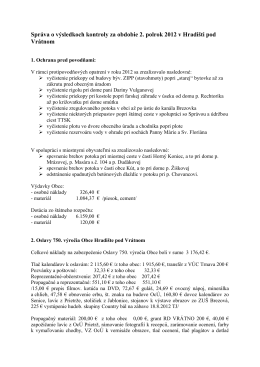 Správa o výsledkoch kontroly za obdobie 2. polrok 2012 v Hradišti