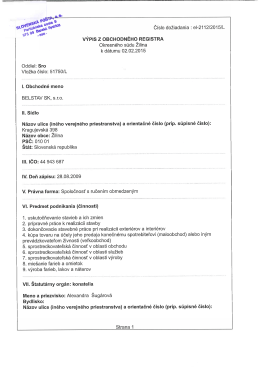 Výpis z OR - BELSTAV SK, s.r.o.