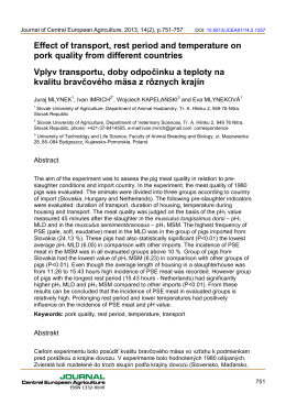 Effect of transport, rest period and temperature on pork quality from