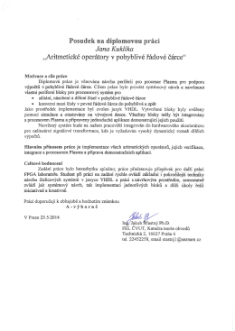 Posudek na diplomovou práci Jana Kuklíka „Aritmetické operátory v