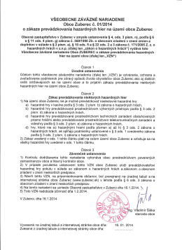 VZN č. 01/2014 o zákaze prevádzkovania hazardných hier na území