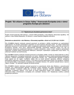 Projekt “EU citizens in Sutyu Valley” financovala Európska únia v
