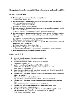 Plán práce obecného zastupiteľstva v Sačurove na I. polrok 2O11