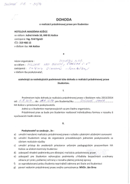 Dohoda o realizácií prázdninovej praxe pre študentov (Bučková Jana)