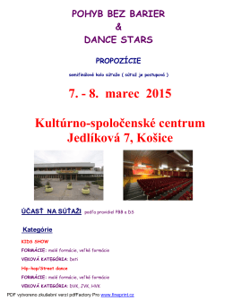 7. - 8. marec 2015 Kultúrno-spoločenské centrum Jedlíková 7, Košice