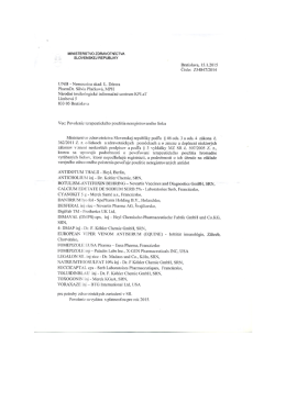 Povolenie MZ SR na rok 2015 - Národné toxikologické informačné