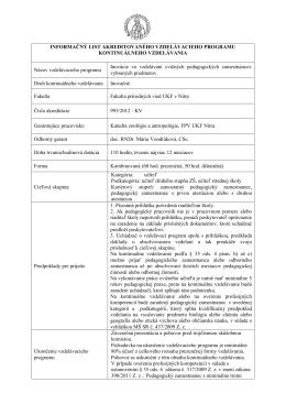 Infolist kontinuálneho vzdelávania na FPV UKF v Nitre (PDF súbor)