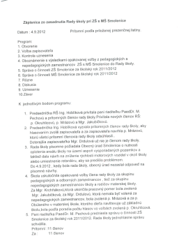 Z&aacute;pisnica zo zasadnutia Rady &scaron;koly pri Z&Scaron; s M&Scaron; Smolenice D&aacute;tum