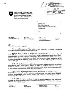 Stanovisko SV&Scaron; k poskytovaniu &scaron;tud.progr. v inej dĺžke &scaron;t&uacute;dia