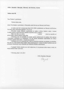 Žiadosť JUDr. Rastislava Sikorjaka, sudcu Okresného súdu Revúca