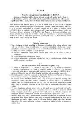 VZN č. 2/2015 o dočasnom obmedzení alebo zákaze užívania pitnej
