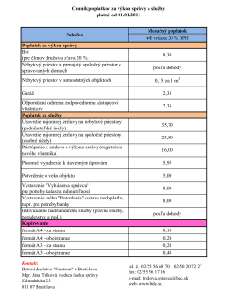 Cenník poplatkov za výkon správy a služby platný od 01.01.2011