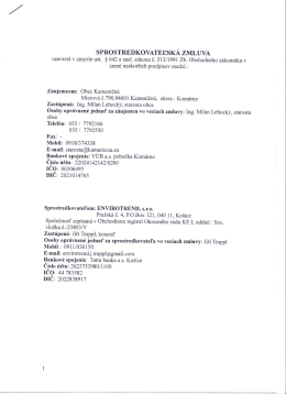 Sprostredkovateľsk&aacute; zmluva ENVIROTREND s.r.o.