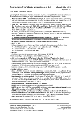 Informačný list SSKF č. 2/2014 - Slovenská spoločnosť klinickej