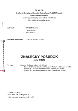 Z N A L E C: Ing. Lucia Brinckov&aacute;, N&aacute;mestie Majstra Pavla 50, 054