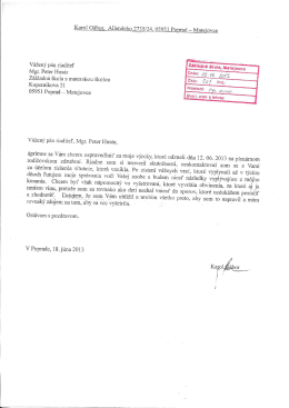 Vážený Pán riaditeľ základ" ihla: Mﬂłełuvca Mgr. Peter Husár 2