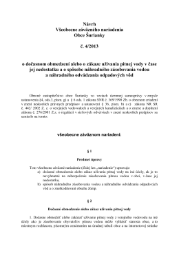 Návrh Všeobecne záväzného nariadenia Obce Šurianky č. 4/2013 o