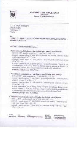 vOJENsKE` LEsY A MAJETKY sR - Vojenské lesy a majetky SR, š.p.