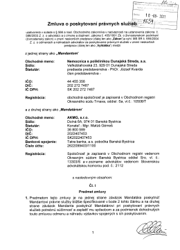 AKMG,s.r.o. Zmluva o... - Nemocnica s poliklinikou Dunajská Streda