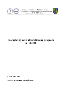 Komplexný rozbor za rok 2011 - Kysucká nemocnica s poliklinikou