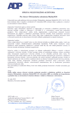 Správa audítora o overení účtovnej závierky roku 2009.