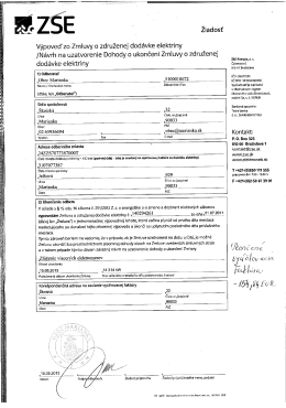 Žiadosť Výpoveď zo Zmluvy o združenej dodávke elektriny _ /Návrh
