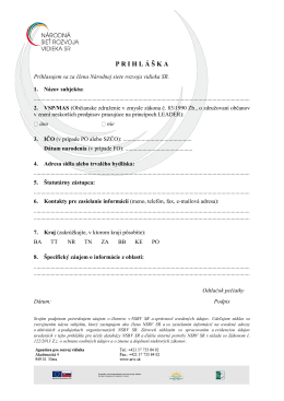 Prihláška za člena NSRV (PDF) - Národná sieť rozvoja vidieka SR