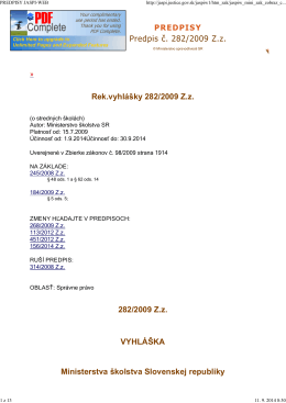 Vyhláška Ministerstva školstva Slovenskej republiky č. 282/2009 Z. z