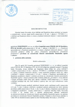 Povolenie NBS na sprostredkovanie poistenia ako poisťovac&iacute; agent